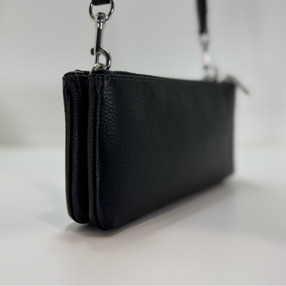 COACH Double Zip Crossbody Bag in Black Leather Wristlet - Picture 8 of 14